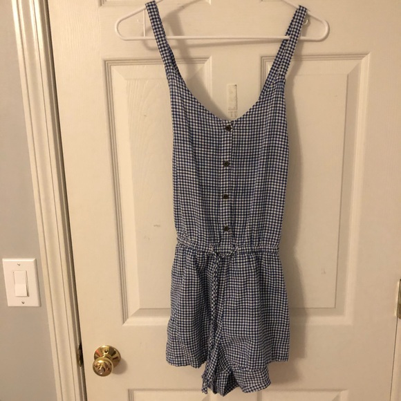 Navy blue gingham romper 💙 - Picture 2 of 4